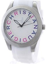Christian Audigier Unisex Velocity SWI-632 White Rubber Quartz with White Dial