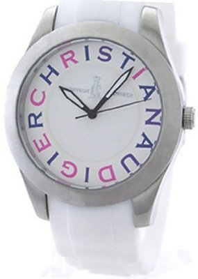 Christian Audigier Unisex Velocity SWI-632 White Rubber Quartz with White Dial