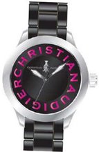 Christian Audigier Unisex Velocity SWI-633 Black Rubber Quartz with Black Dial
