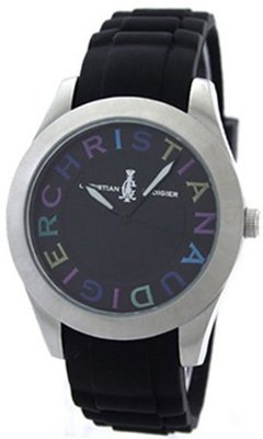 Christian Audigier Unisex Velocity SWI-634 Black Rubber Quartz with Black Dial