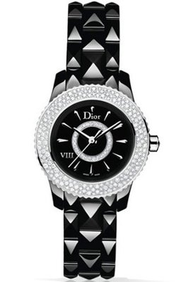 New Ladies Christian Dior Huit VIII 8 Full Diamond Bezel 28mm CD1221E5C001