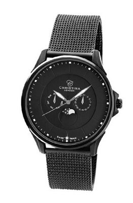 Christina Design London Black Moon Quartz with Black Dial Analogue Display and Black Stainless Steel Plated Strap 517BLBLBL-MESH