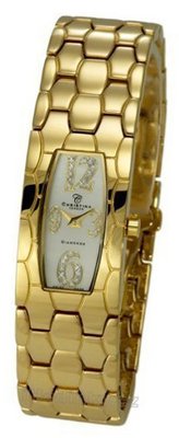 Christina Design London Ladies Analogue 128GW with Gold PVD Diamond Cuff Bracelet
