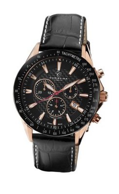 Christina Design London Racing Sport Quartz with Black Dial Analogue Display and Black Leather Strap 516RBLBL