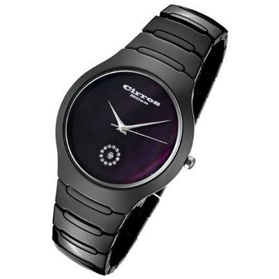 Cirros Milan Luxury Unisex Black Ceramic with Crystals and a Mother of Pearl Dial 2376gb