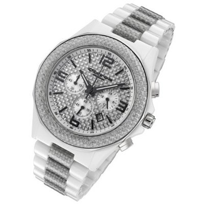 Cirros Milan White Explosion Ceramic and Silver Carbon Fiber Chronograph
