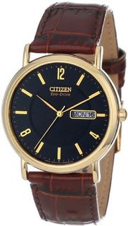 Citizen BM8242-08E "Eco-Drive" Gold-Tone Stainless Steel and Leather Strap