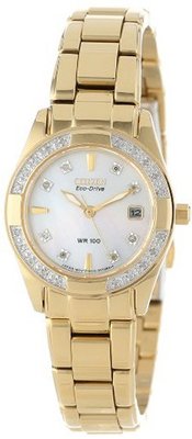 CITIZEN ECO-DRIVE EW1822-52D "Regent" Gold Tone Diamond-Accented