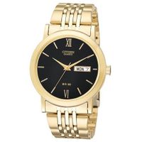 Citizen Quartz Day Date Gold Tone Black Dial - BK4052-59E