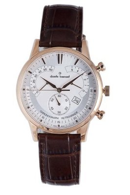 Claude Bernard 01506 37R AIR Classic Rose Gold PVD Silver Dial Chrono Leather