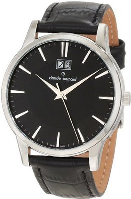 Claude Bernard 63003 3 NIN Classic Gents Black Dial Leather Date
