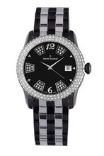 Claude Bernard 70161 37NAPM NN Ladies Fashion Black PVD and Silver Crystal Rotating Bezel