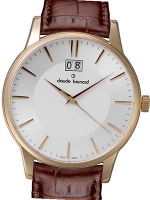 Claude Bernard Elegant and Thin Big Date Quartz Dress 63003-37R-AIR
