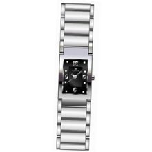 Clyda Analog Quartz with Black Dial and Rhodium Bracelet - CLD0335RNBX