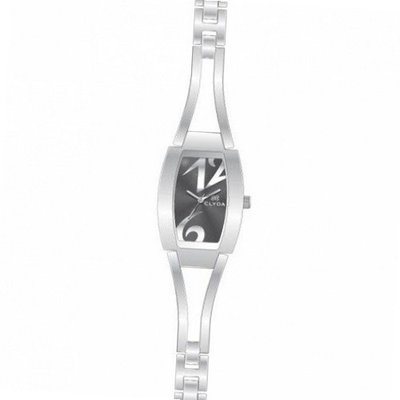 Clyda Analog Quartz with Black Dial and Rhodium Bracelet - CLG0063RNBW