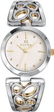 Clyda Analogue Quartz CLA0439BBPW Two Tone Metal Bracelet Silver Dial