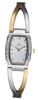 Clyda CLG0082BBIW Analog Quartz , Two-tone Steel Bracelet, Silver Back and Synthetic Stones