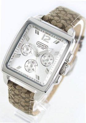 Coach 14501446 Silver Dial Leather Beige Jacquard Band Quartz