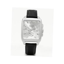 Coach 14501447 Leather Black Strap Silver Dial