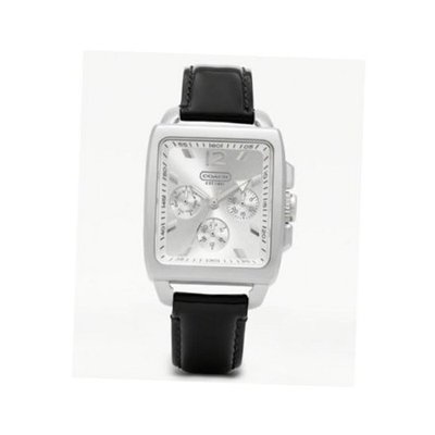 Coach 14501447 Leather Black Strap Silver Dial