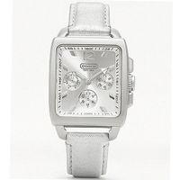 Coach 14501448 Leather Silver Strap Silver Dial