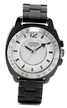 Coach Andee Boyfriend 14501348 Black Acrylic Bracelet and Case White Signature Logo Dial