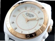 Coach Boyfriend Gold Bezel White Acrylic Bracelet