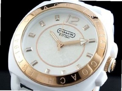 Coach Boyfriend Gold Bezel White Acrylic Bracelet