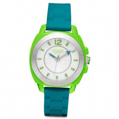 Coach Boyfriend Rubber Colorblock Strap Turquoise Green
