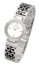 Coach Mercer Breath Bangle 14501359 Logo Etching Silver on Black Stunning