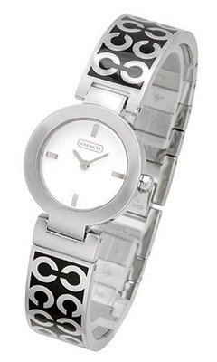 Coach Mercer Breath Bangle 14501359 Logo Etching Silver on Black Stunning