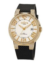 Cobra CO239SG1S2 Ladies Quartz Analogue White Dial Black Silicone Strap