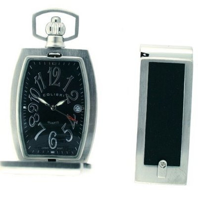 Colibri Element Pocket Stainless Steel and Leather with Money Clip Diamond PWQ097621S