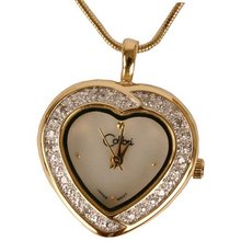 Colibri Heart Pendent CZ Stones Locket With Chain Keepsake Box PWD020003
