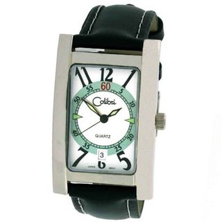 Colibri Unisex Stainless Rectangular With Black Leather Strap PWW095000