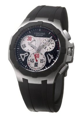 uConcord Saratoga Black Dial Chronograph Black Rubber 