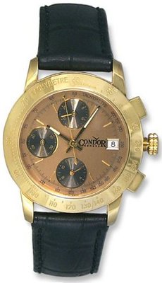 Condor Automatic Chronograph Tachymetre Scale 18k Gold Strap Date 18kt