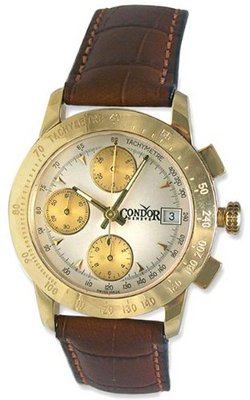 Condor Automatic Chronograph Tachymetre Scale 18k Gold Strap Date 18kt