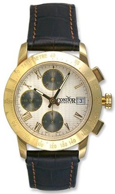 Condor Automatic Chronograph Tachymetre Scale 18k Gold Strap Date
