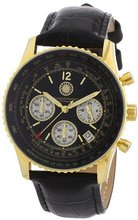 Constantin Durmont Quartz Air Commander CD-AIRC-QZ-LT-GDGD-BK with Leather Strap