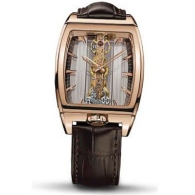 Corum Golden Bridge 113.165.55/0002 GL10R 34mm Automatic 18K Gold Case Brown Leather Anti-Reflective Sapphire