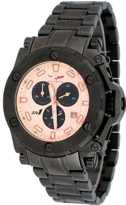 Corvette #CR220-MIPB Black IP Stainless Steel Peach Dial Swiss Chronograph