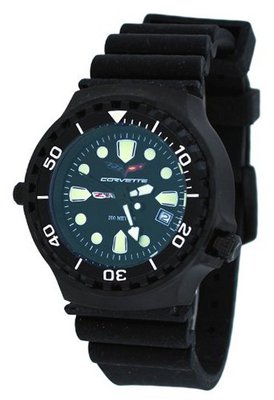 Corvette #CR286-MIPB Z06 Collection Black IP Rubber Strap 200M Diver