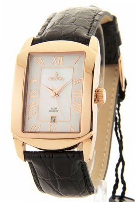 Croton Black Croc-Look Leather MOP Date CN307408RGMP