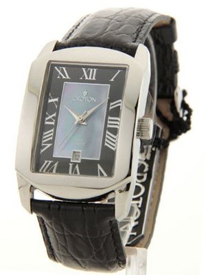 Croton Black Croc-Look Leather MOP Date CN307408SSBK