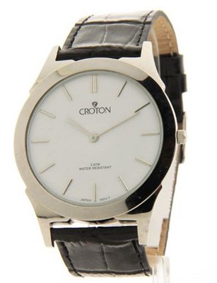 Croton Black Leather Slim Casual Cn307464ssdw