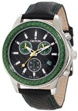 Croton CC311295BSGR Chronomaster Chronograph Black Carbon Fiber Dial Black Leather