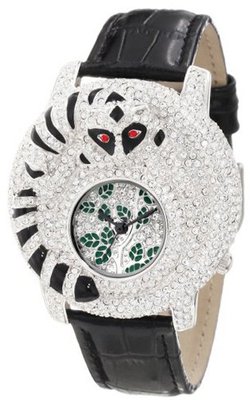 Croton CN207339BSPV Crystal Accented Paved Crystal Dial Black Leather