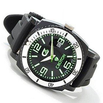 Croton Collection Quartz Green Rubber Strap CX328007BSGR