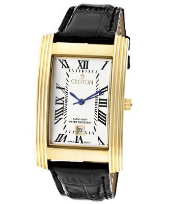 Croton Goldtone Rectangle Case With Champagne Dial